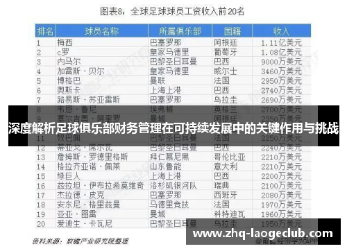 深度解析足球俱乐部财务管理在可持续发展中的关键作用与挑战